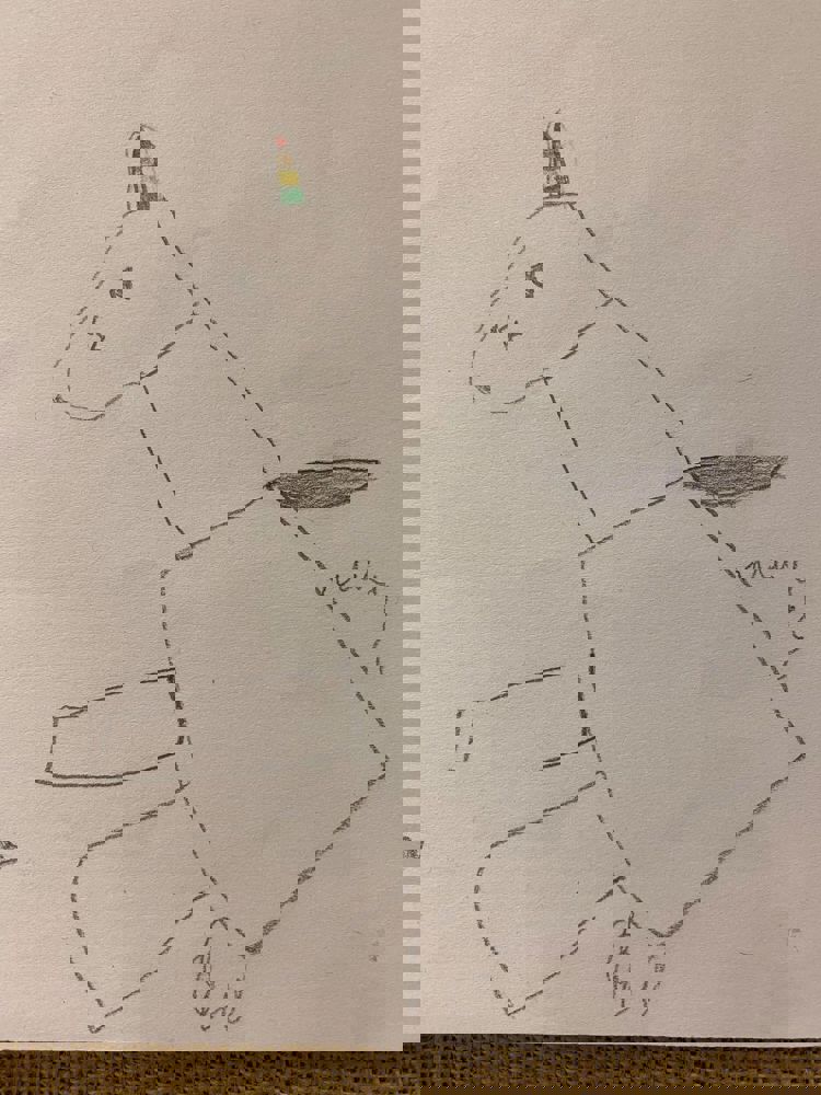 Tegning av et fabeldyr
