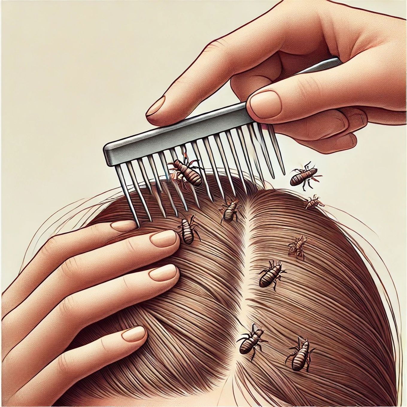 Foto: KI-generert Illustrasjonsbilde av lus i håret