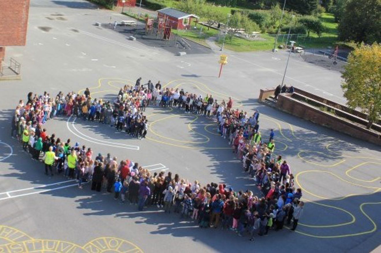 Foto: Rustad skole 2018 Elevgruppen vår samlet i et hjerte
